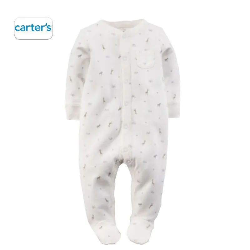 CARTER'S White Mini Animals sleepsuit