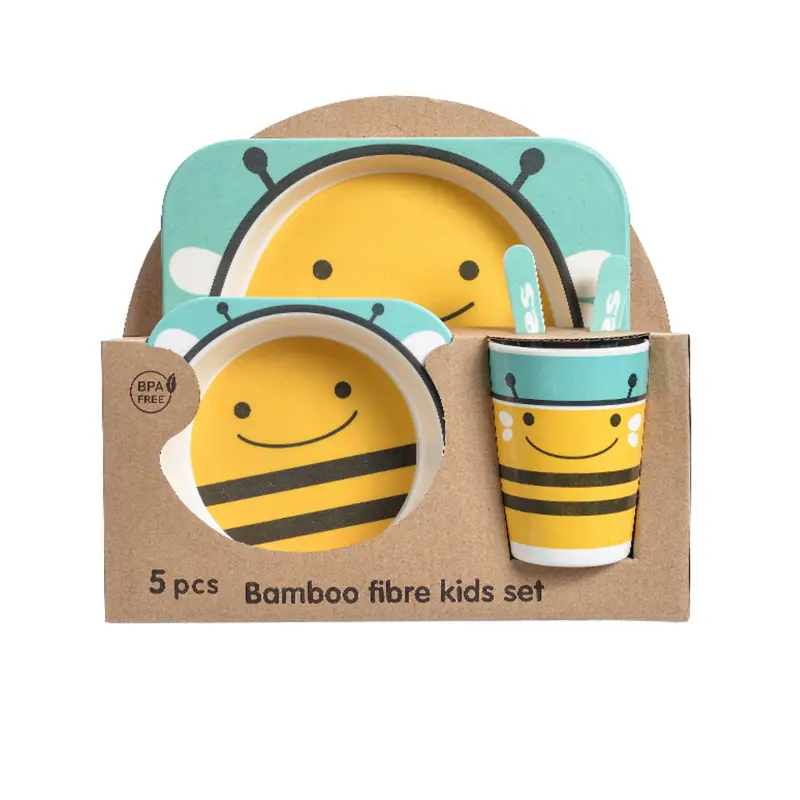 5 Pcs Bamboo Fiber Feeding Set