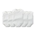 White Baby Sleeveless Bodysuits- 5 Pieces