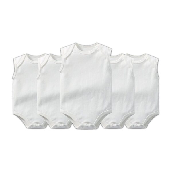 White Baby Sleeveless Bodysuits- 5 Pieces
