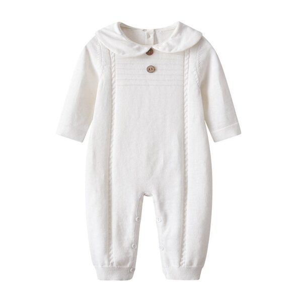 Unisex Baby Solid Long Sleeves Jumpsuits -white
