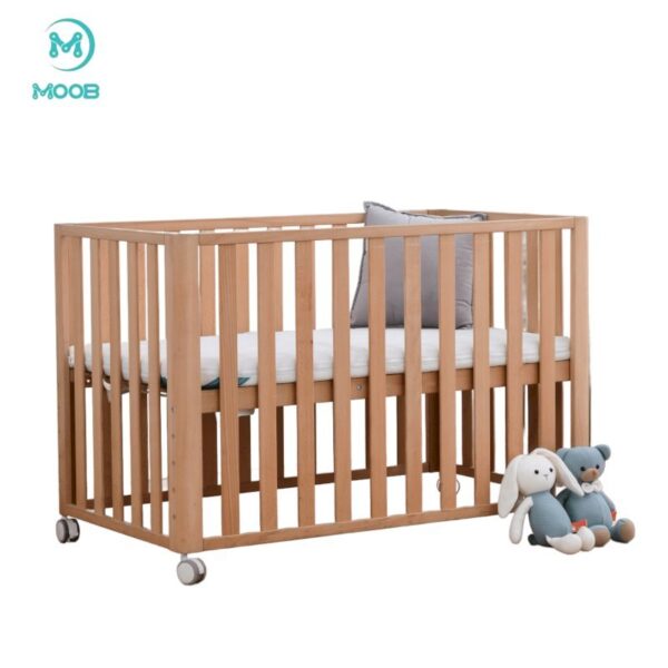 Moob Wooden Baby Crib 5 in 1 with Mattress