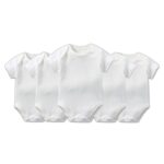 White Baby Short Sleeves Bodysuits- 5 Pieces