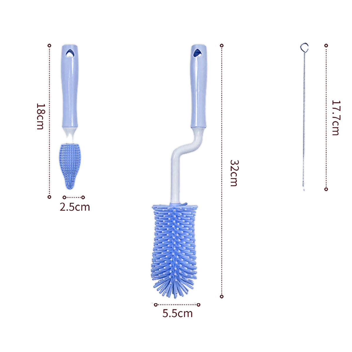 Silicone Bottle Brush set - Blue - Image 2