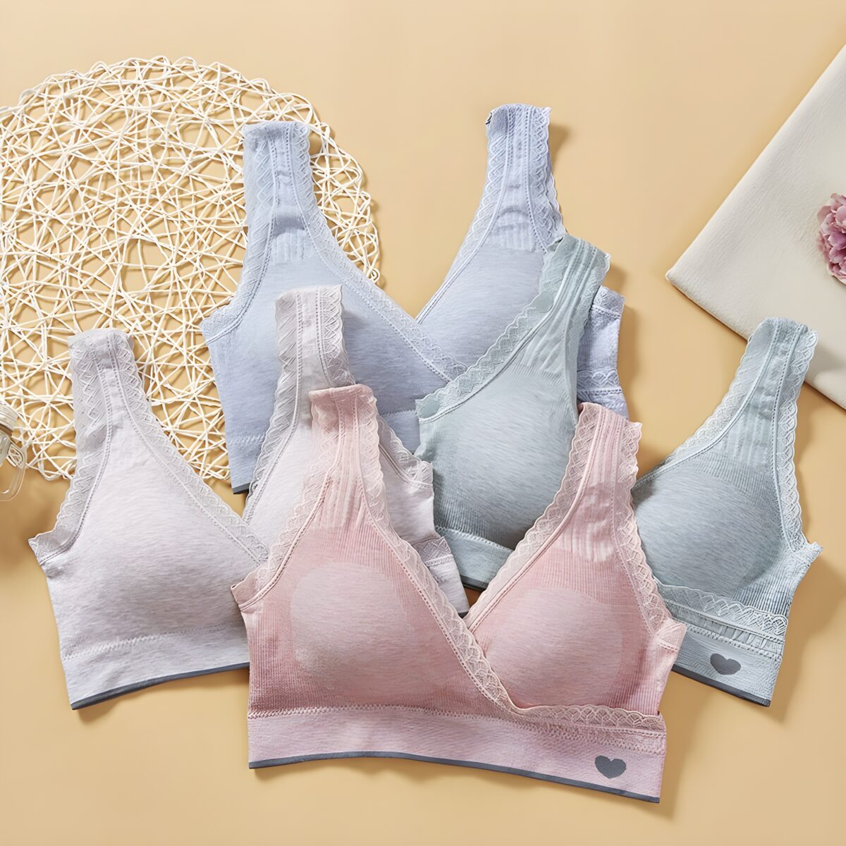 Cross Nursing Bra with Lace - Image 1